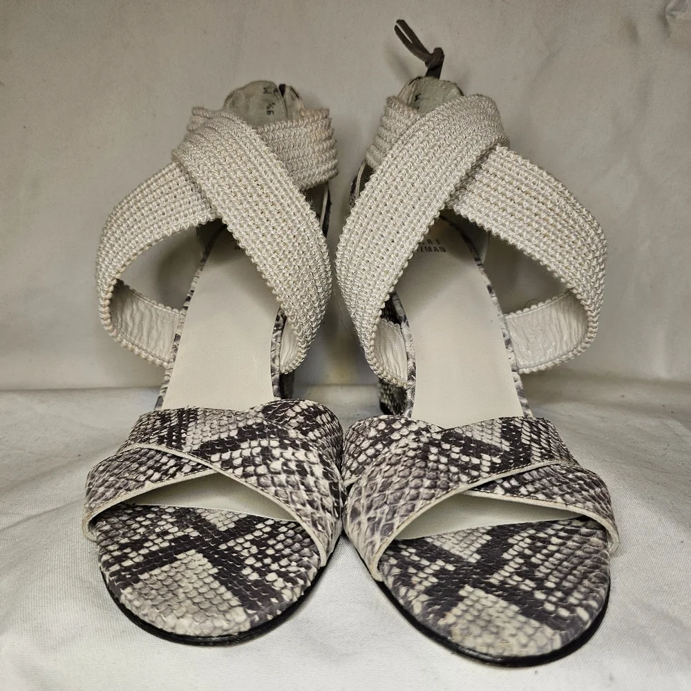 Stuart Weitzman Grasp Wedge Sandals - Women's Size 9.5 - Snakeskin Animal Print - Picture 3 of 14